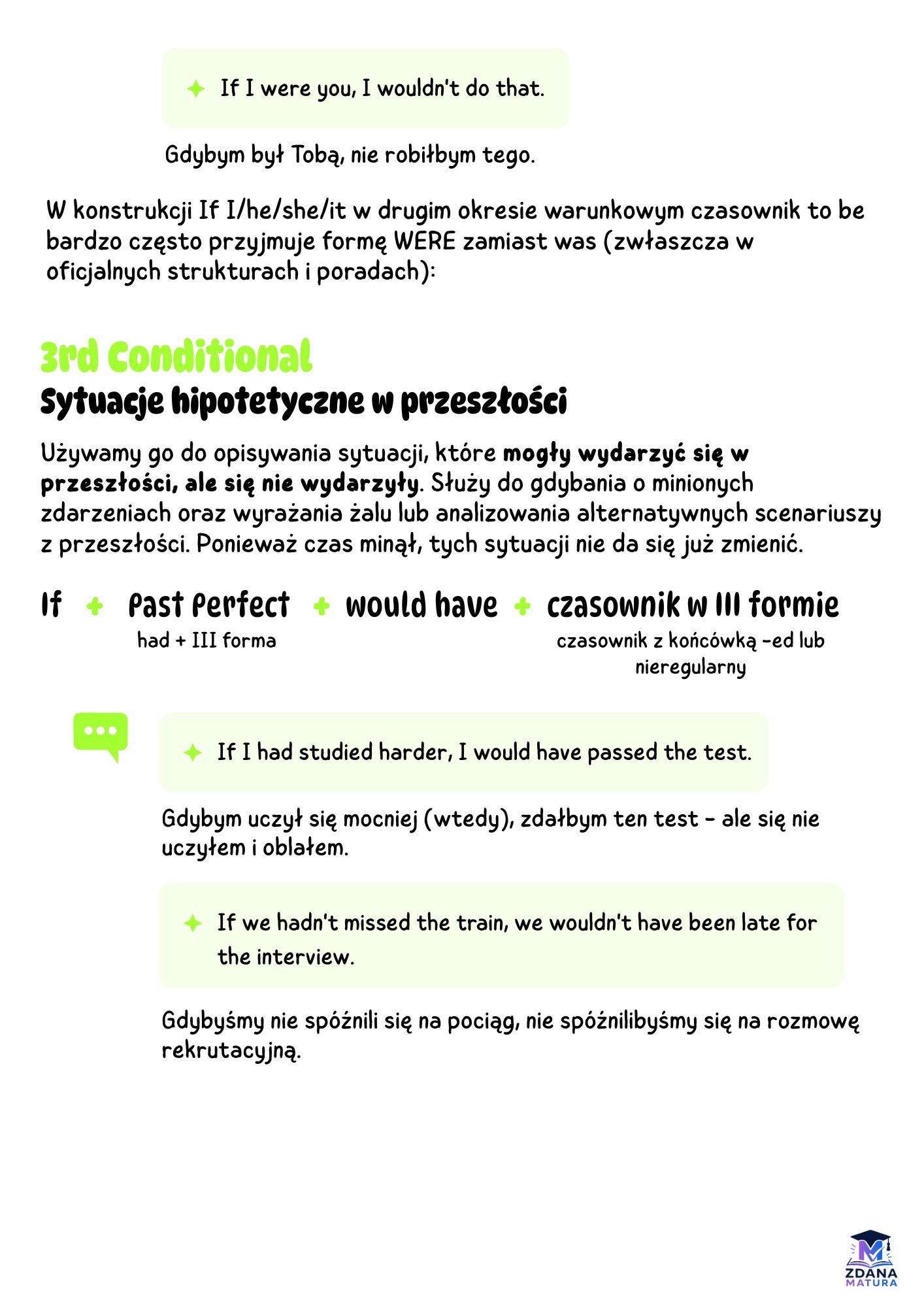 tryby warunkowe język angielski matura 2027 notatka