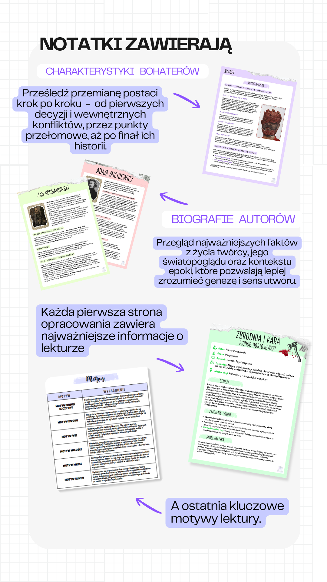 notatki z polskiego matura motywy lektury opracowanie