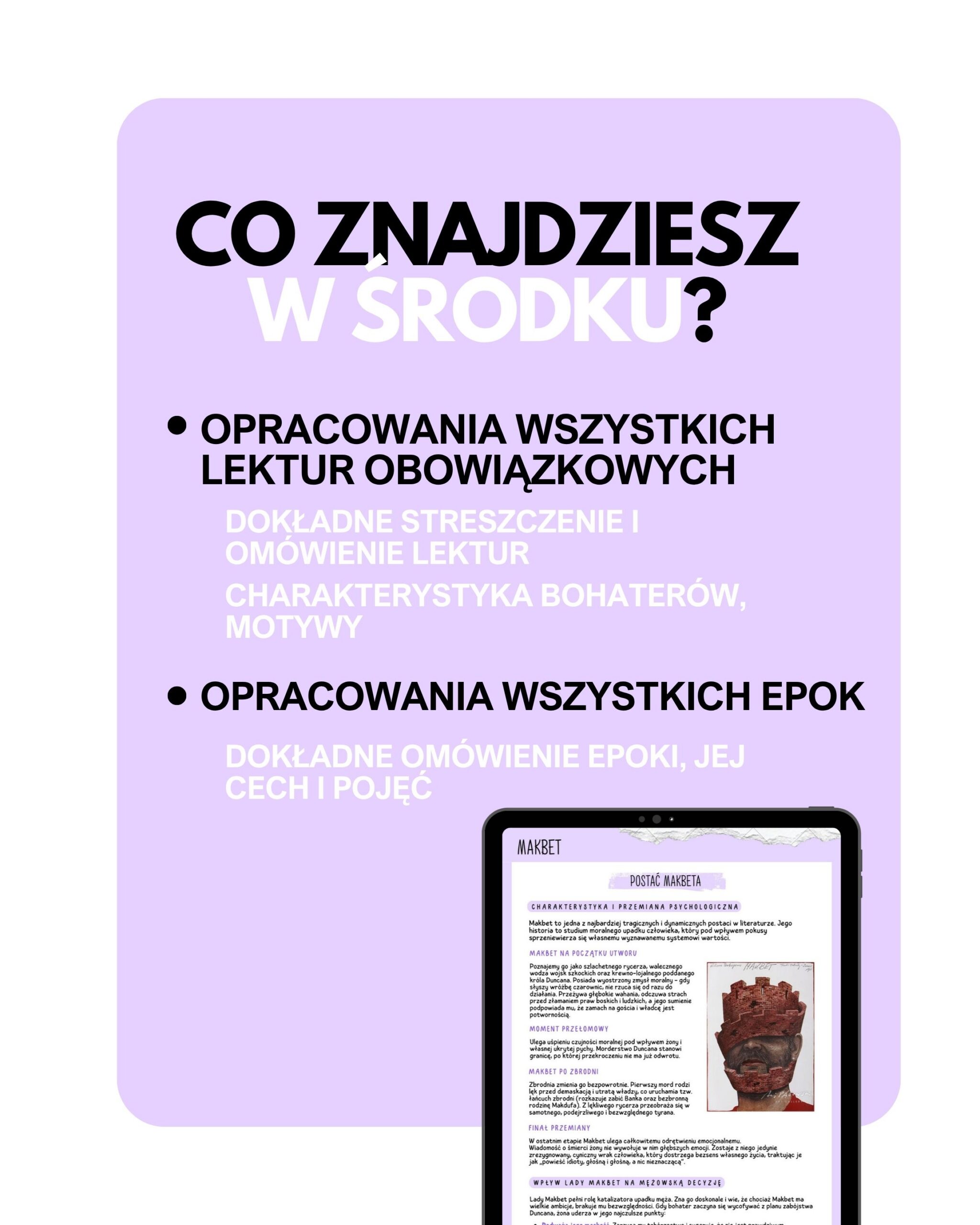 matura język polski notatki opracowania epoki lektury