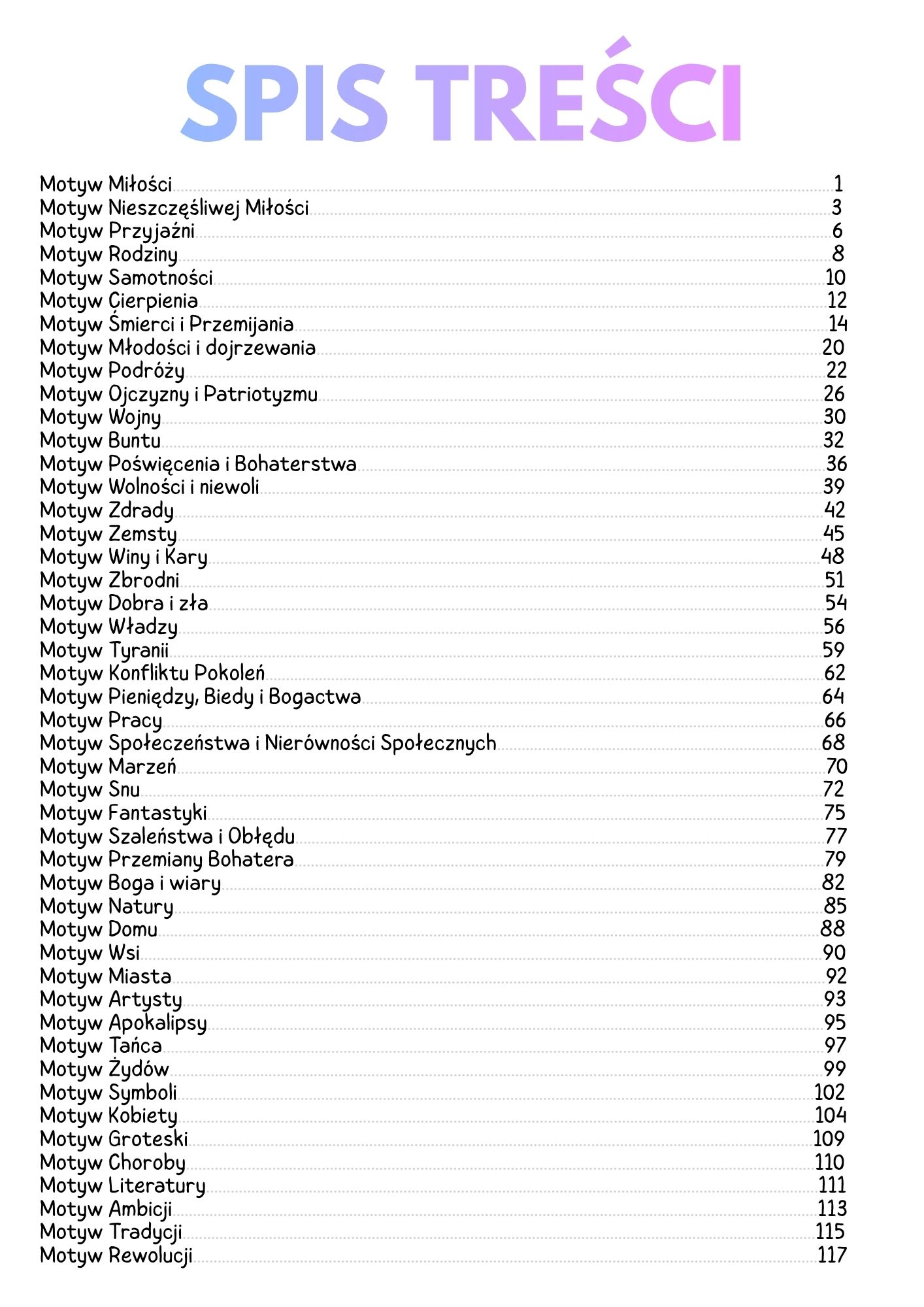 MOTYWY LITERACKIE DO MATURY Z JĘZYKA POLSKIEGO PDF notatki maturalne opracowania lektur pojęcia