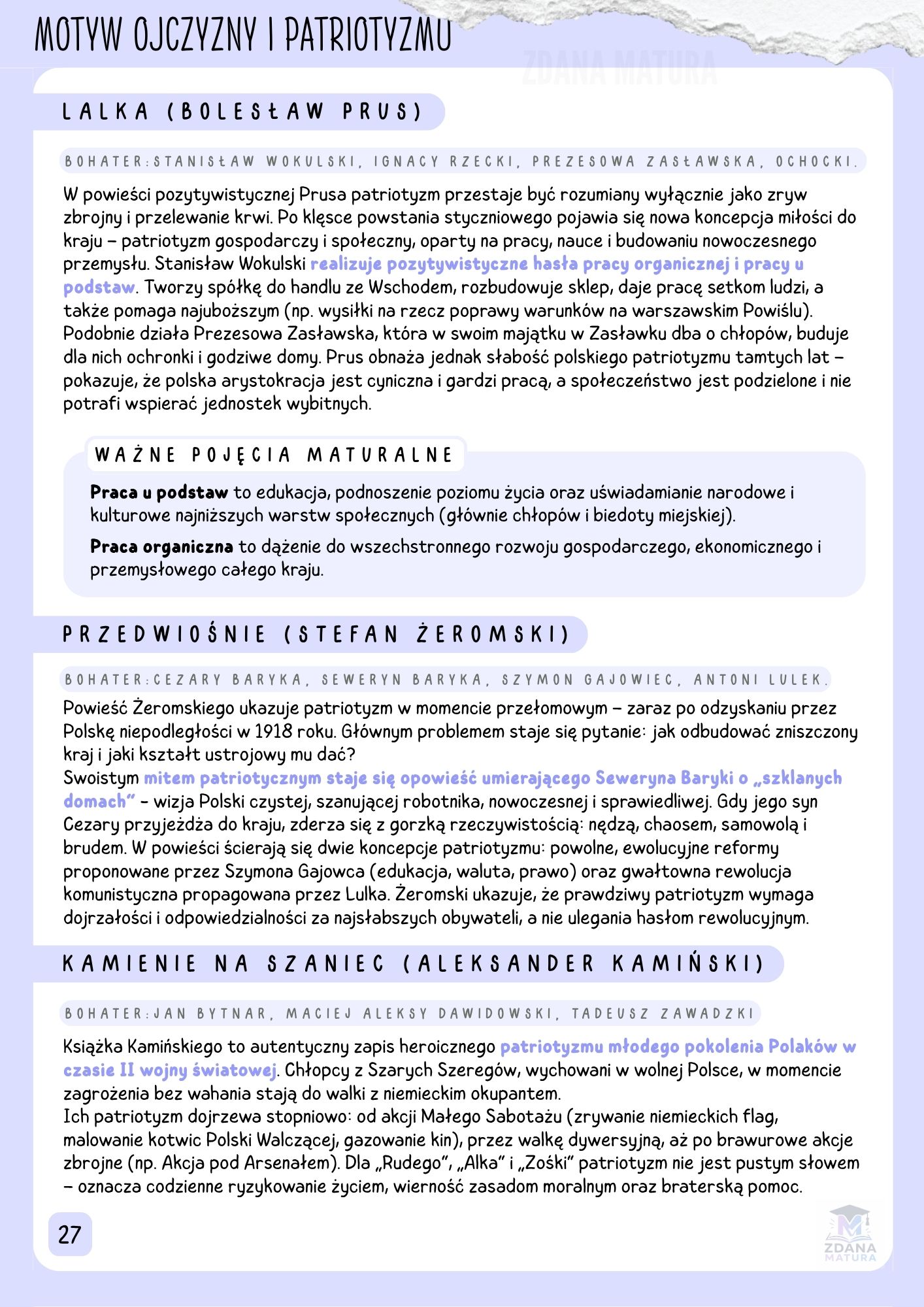 MOTYWY LITERACKIE DO MATURY Z JĘZYKA POLSKIEGO PDF notatki maturalne opracowania lektur pojęcia
